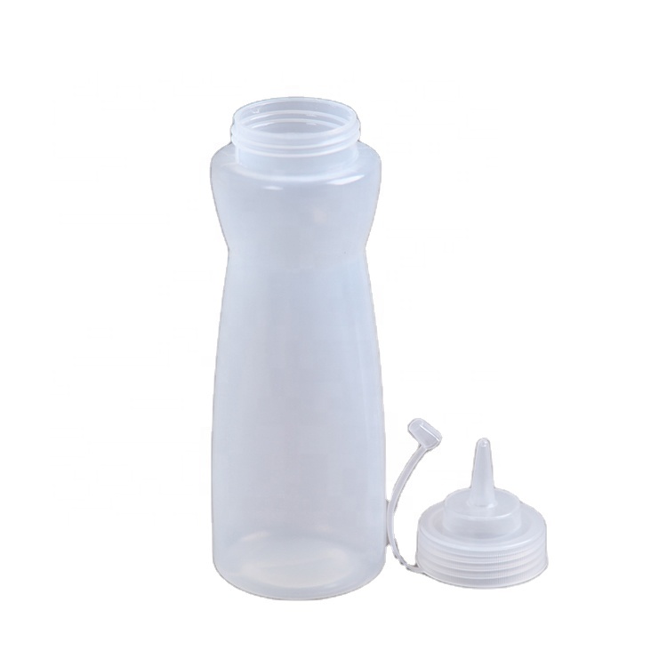 Colored bpa free plastic salad dressing squeeze condiment bottle with nozzle
