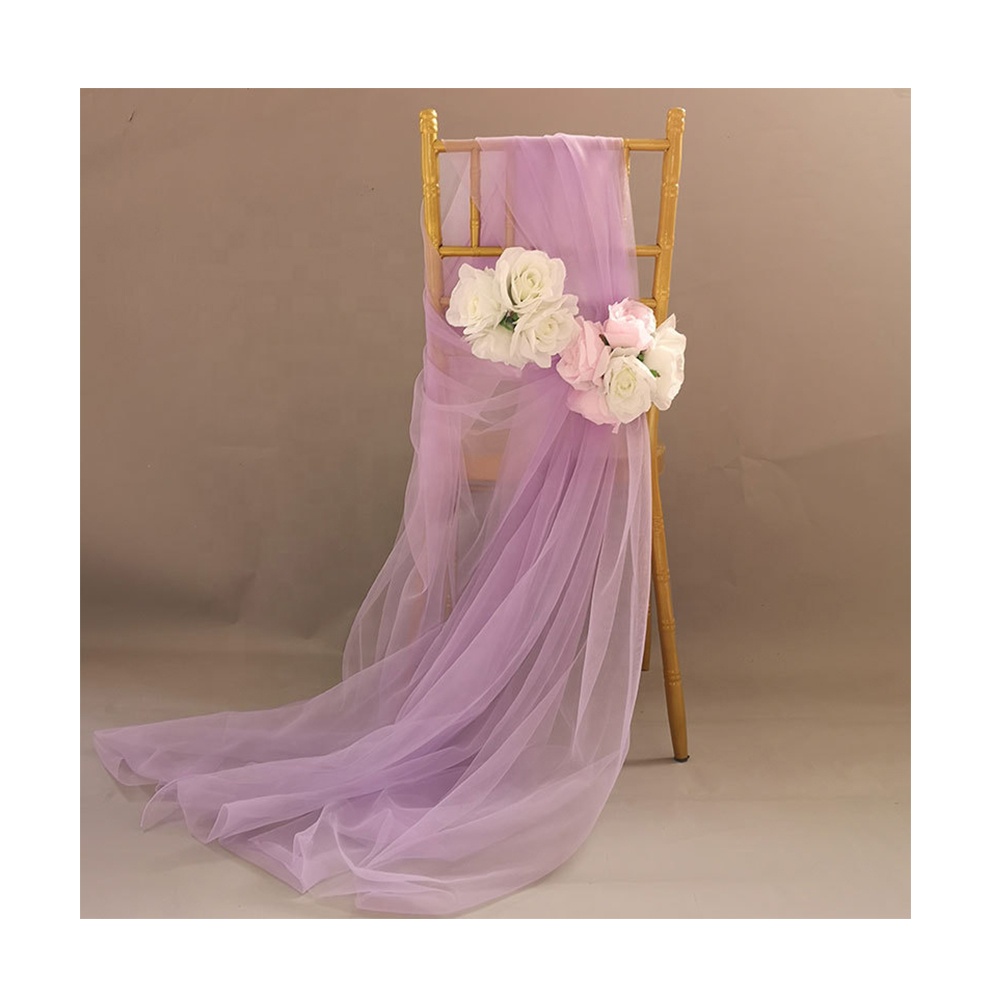 Wholesale Shining Romantic Design Wedding Decoration Pink Tulle Mesh Chair Sashes