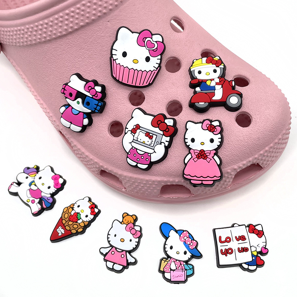 В наличии обуви Hello Kitty Croc талисманы для детей Hello Kitty украшение обуви детский подарок