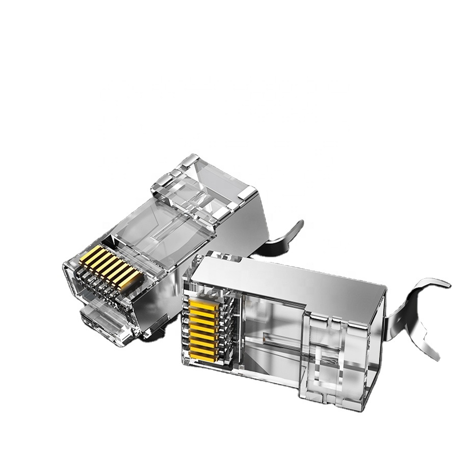 Модульный разъем RJ45 Cat7 RJ45, разъем для кабеля Ethernet, позолоченный Обжимной Сетевой разъем RJ45, обжимной соединитель Cat7