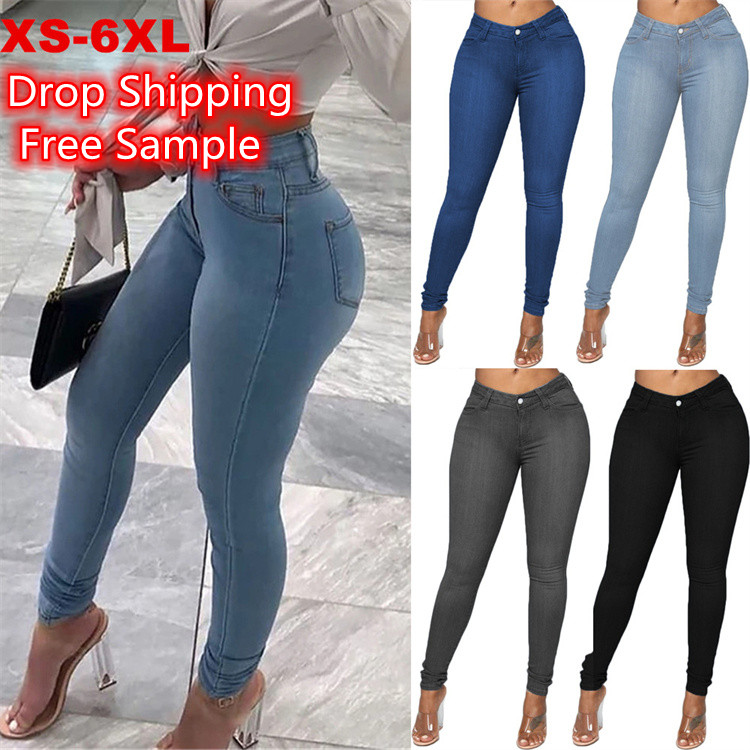 Fashion Female Skinny Jeans Support XS Plus Size Pencil Pants