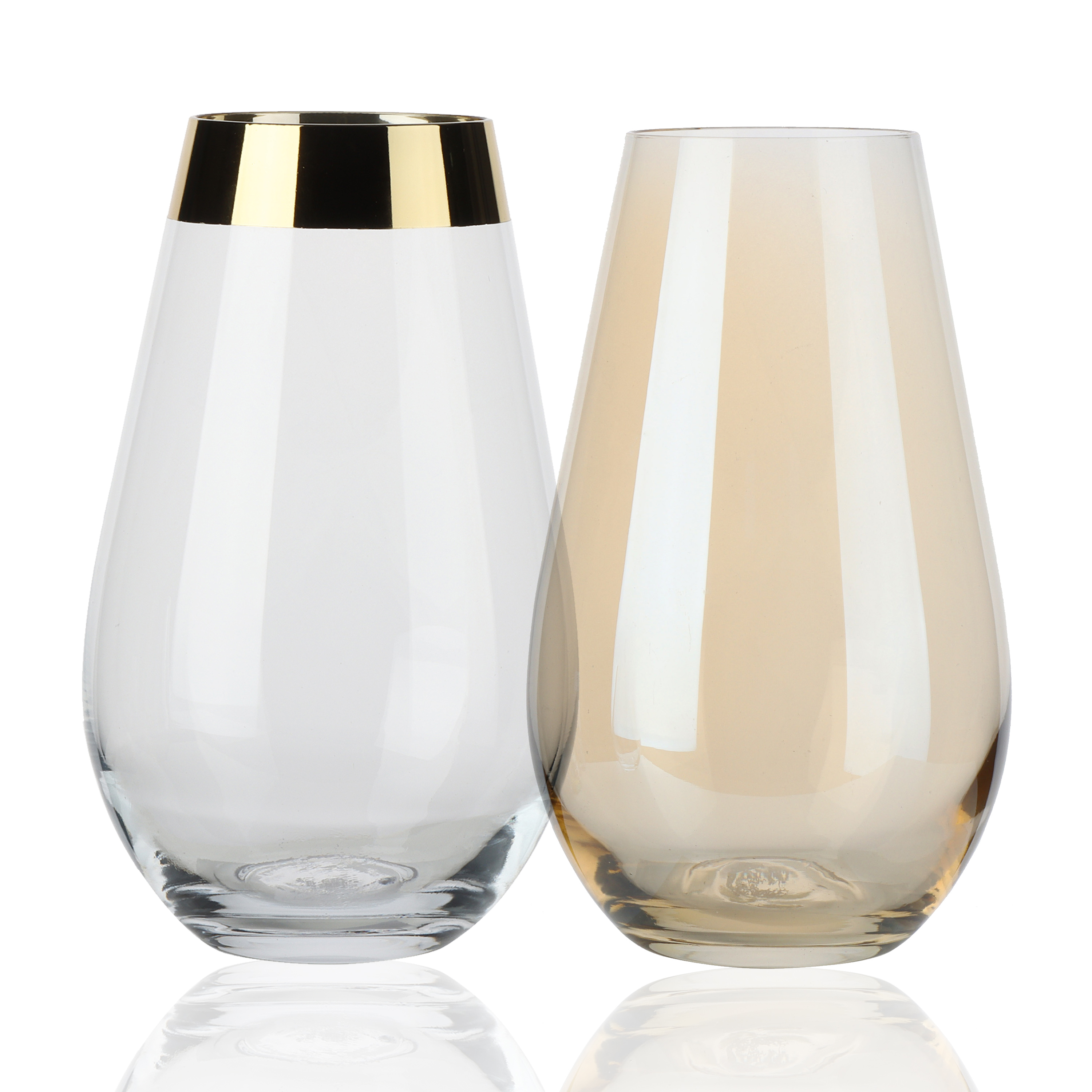 Factory cup milk white cup mouth with gold combination suit with gradient customized not vertical glass wedding decorations