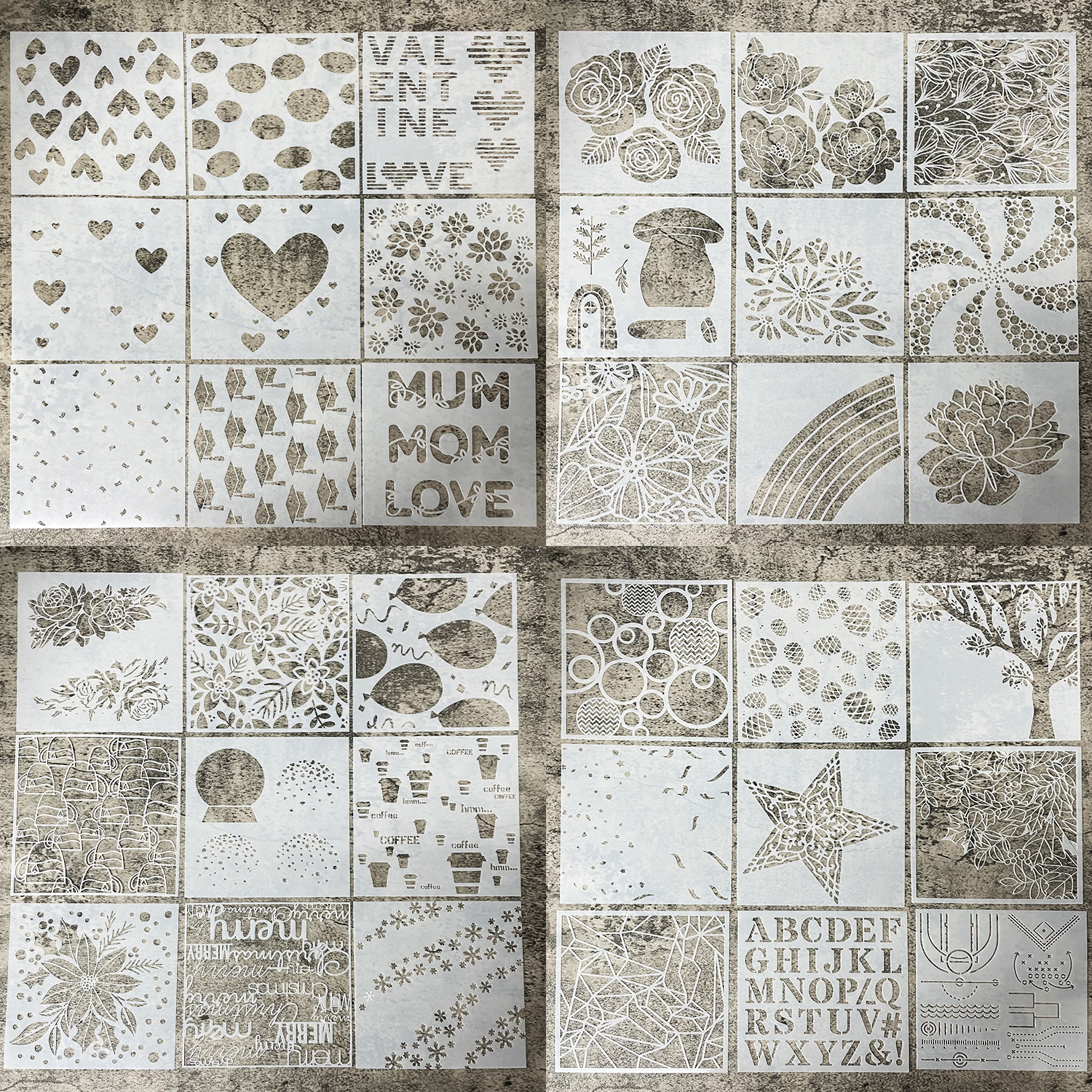 wholesale High Quality Eco-Friendly PET Plastic Stencil Painting Stencil Drawing Stencil Set