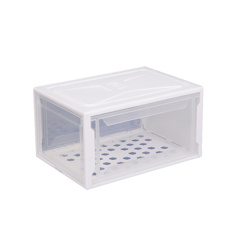Fashion Acrylic Plastic Magnetic Side Open Stackable Folding Clear Display Shoe Storage Box For Organizer Basketball Sports Shoe