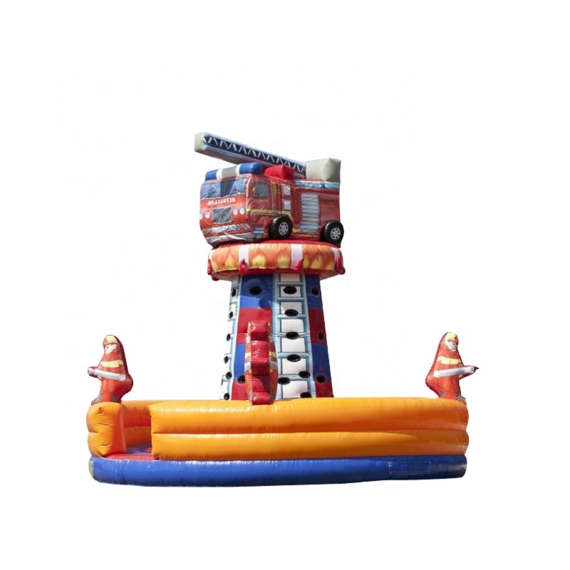 Fire Inflatable Climbing Truck Inflatable Climb Sports Kids Rock Wall Commercial Games