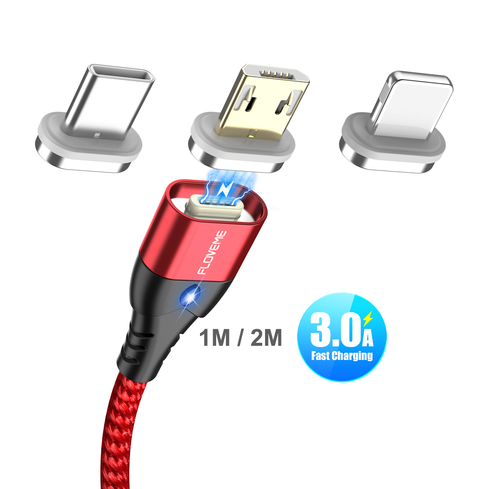 Магнитный кабель для передачи данных OK FLOVEME, 1 м, 3 А, 1 образец, для iPhone, Micro USB Type-C, быстрая зарядка, Магнитный зарядный кабель для телефона, бесплатная доставка