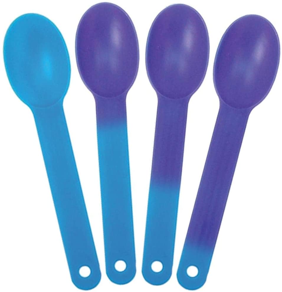 Color Changing Plastic Spoons Changes From Blue To Purple Changes Color When Cold Extra Durable Birthday Party Spoons