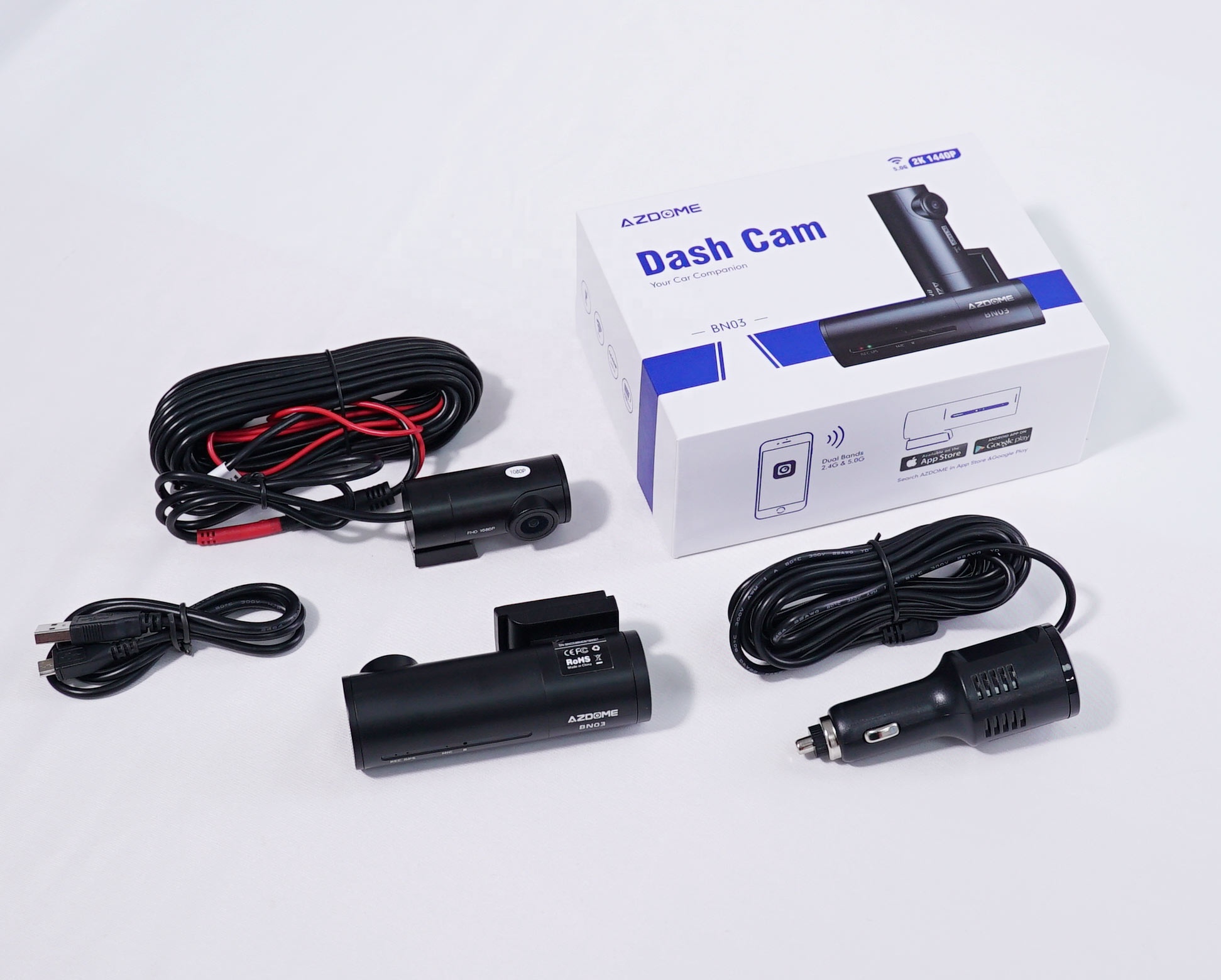 AZDOME Dashcam QHD 2K Hidden car video GPS WiFi IMX307 super night vision Car Black box