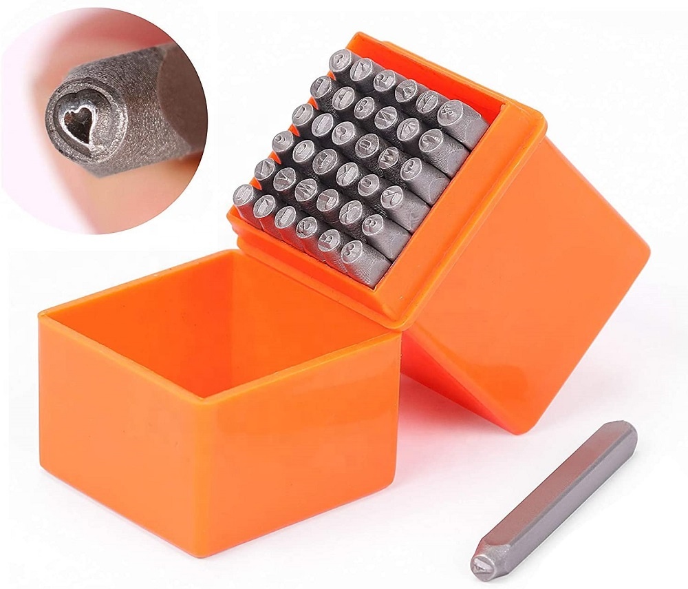 37-Piece Number & Capital Letter Stamp Set 3mm Metal alphabet punches hand tool