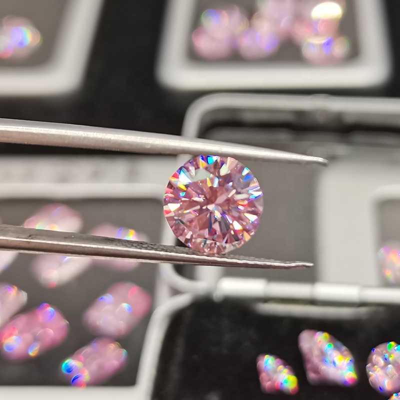 Оптовая продажа свободные moissanite цена круглый Блестящий cut светло-розовый цвет 1ct moissanite