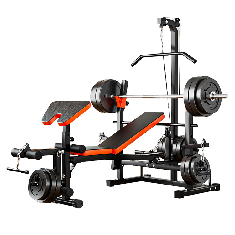 Multi-Function Power Rack Weight Bench Fitness Equipment Home Training Metal Material Barbell Weight Lifting for Bodybuilding