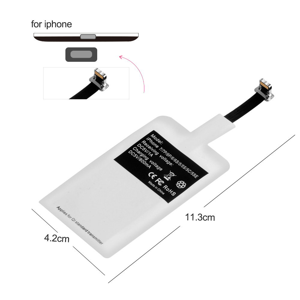 Qi беспроводной зарядный приемник для iPhone 7 6s Plus 5s Micro USB Type C универсальное Быстрое беспроводное зарядное устройство для смартфона Samsung