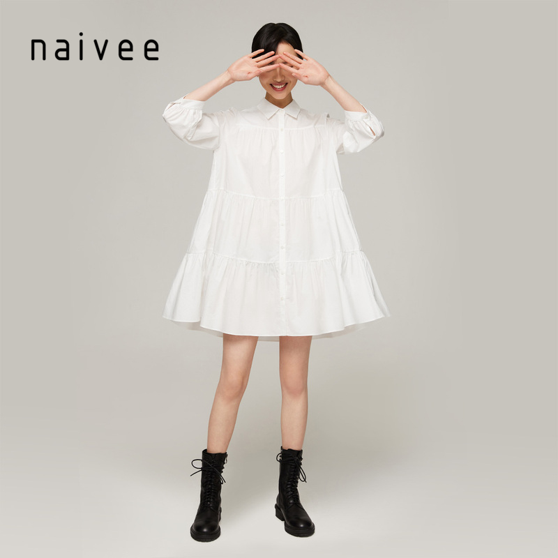Naivee Весенняя серия Женская клетчатая Обувь На Шнуровке; Модельная Офисная Леди 100% Пышное хлопчатобумажное до колена, с длинными рукавами, высокое рубашка платье с расклешенными рукавами платье artistc