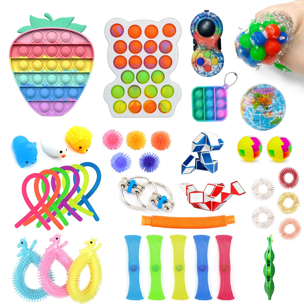JYTZ0075 2021 30/25 Pcs Custom Fidget Toys Sets Pack Bundle Box Stress Balls Push Pops Sensory Fidget Toys Set For Kids