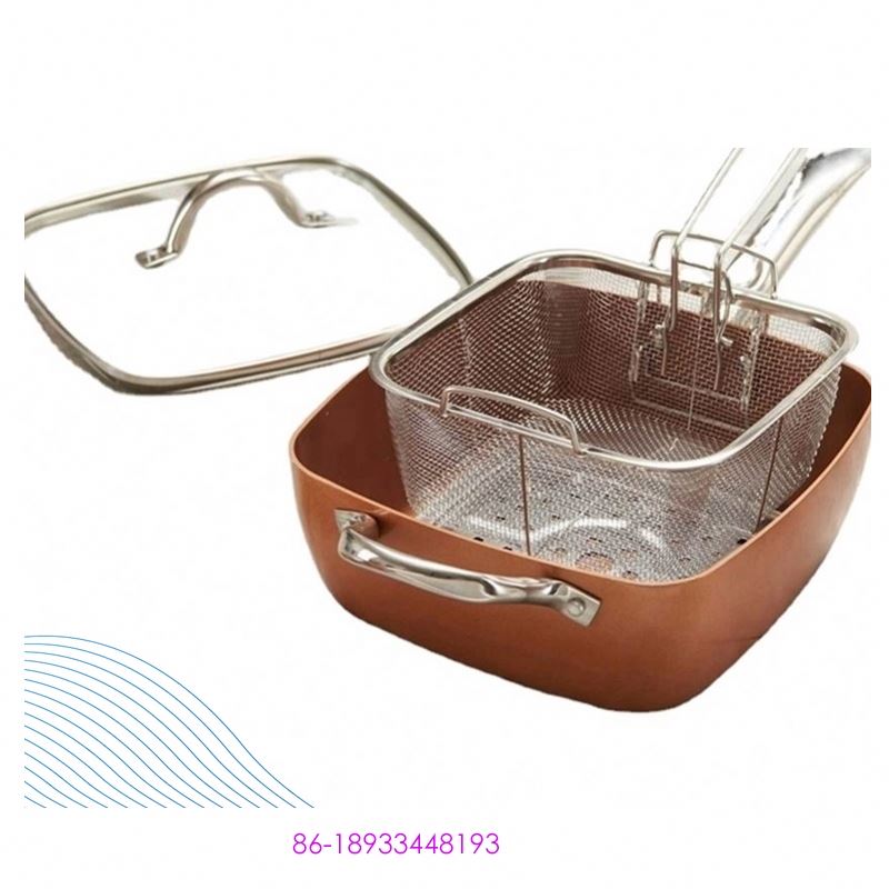 9.5" 11" aluminum copper square casserole with lid