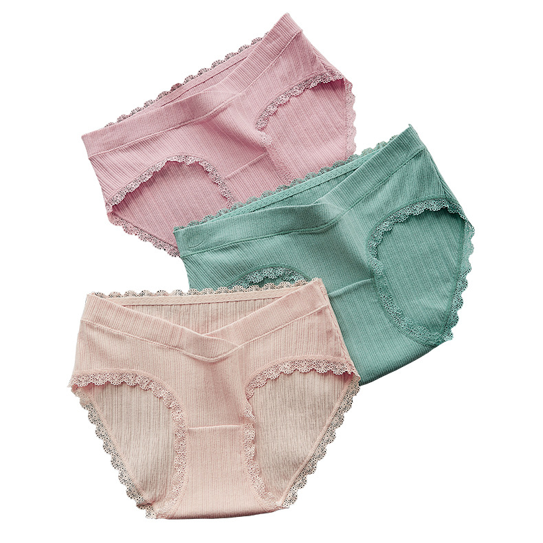 BRWX080 Modal Pregnant Underwear Postpartum Mother Under Bump Panties with lace