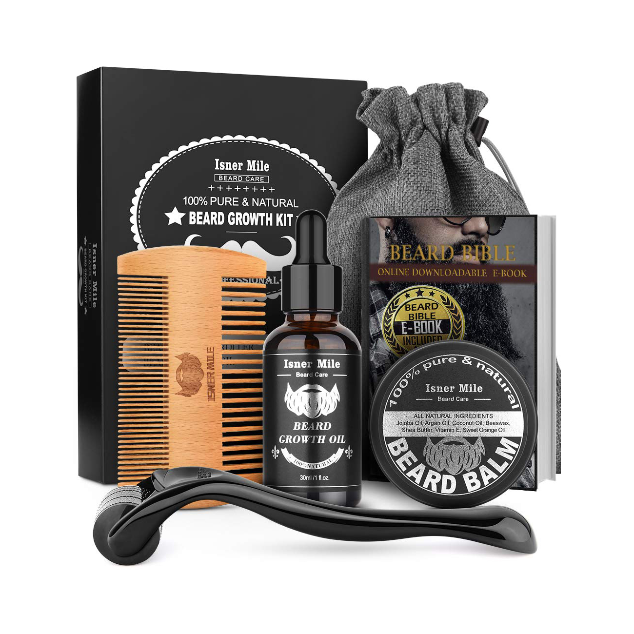 Men grooming care conditioner balm Mustache facial hair growth roller set