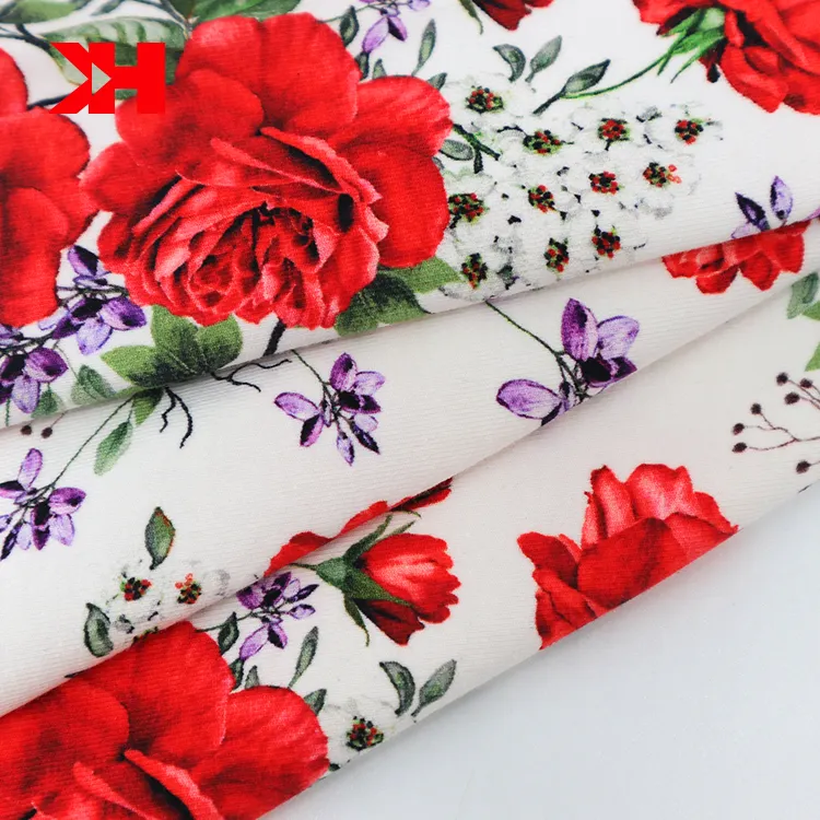 2021 New Arrival 220GSM 155cm 95% Cotton 5% Spandex Floral Printed Lycra Fabric For Garment