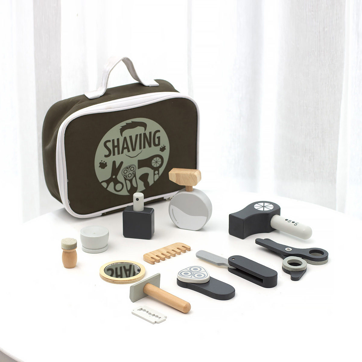 Best Selling Children's Makeup And Dressing Kits Play House Toys Barber Props Bag Boys And Girls Play Wooden Toys