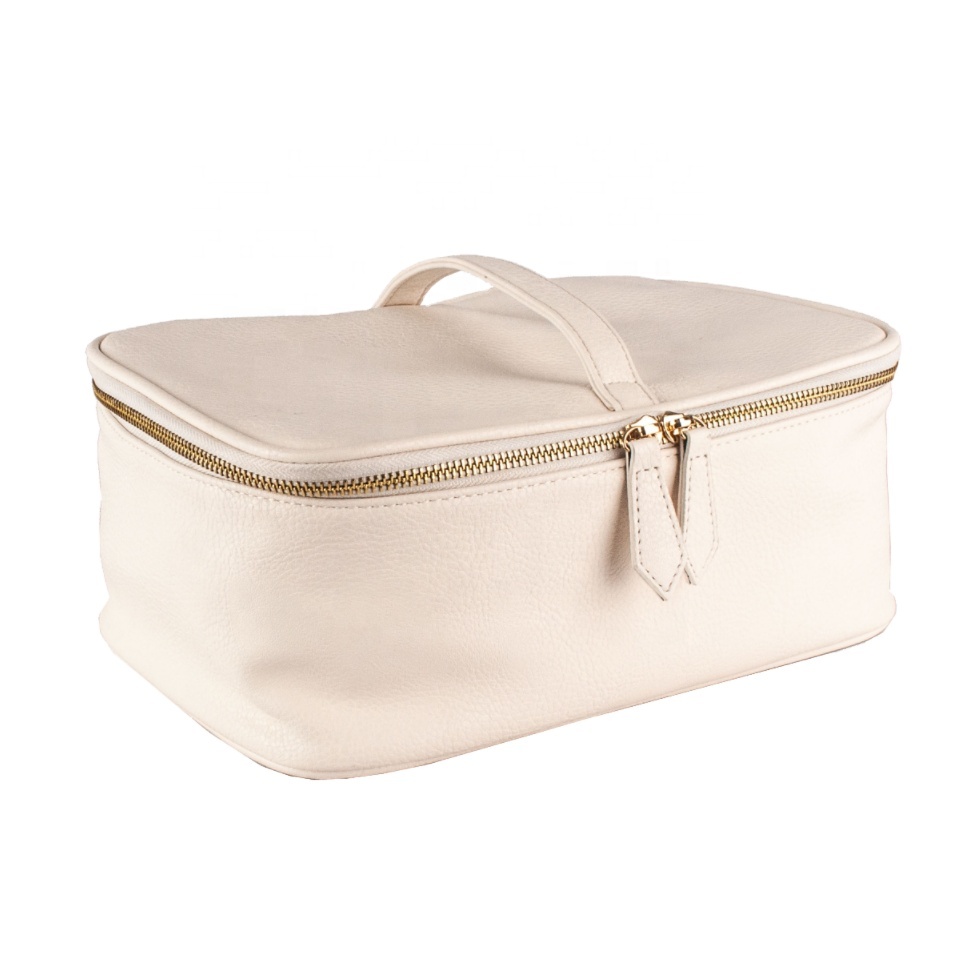 White PU Leather cosmetic case Travel Organizer Wholesale Manufacturer Fashion Causal Make up case Toiletry bag For car