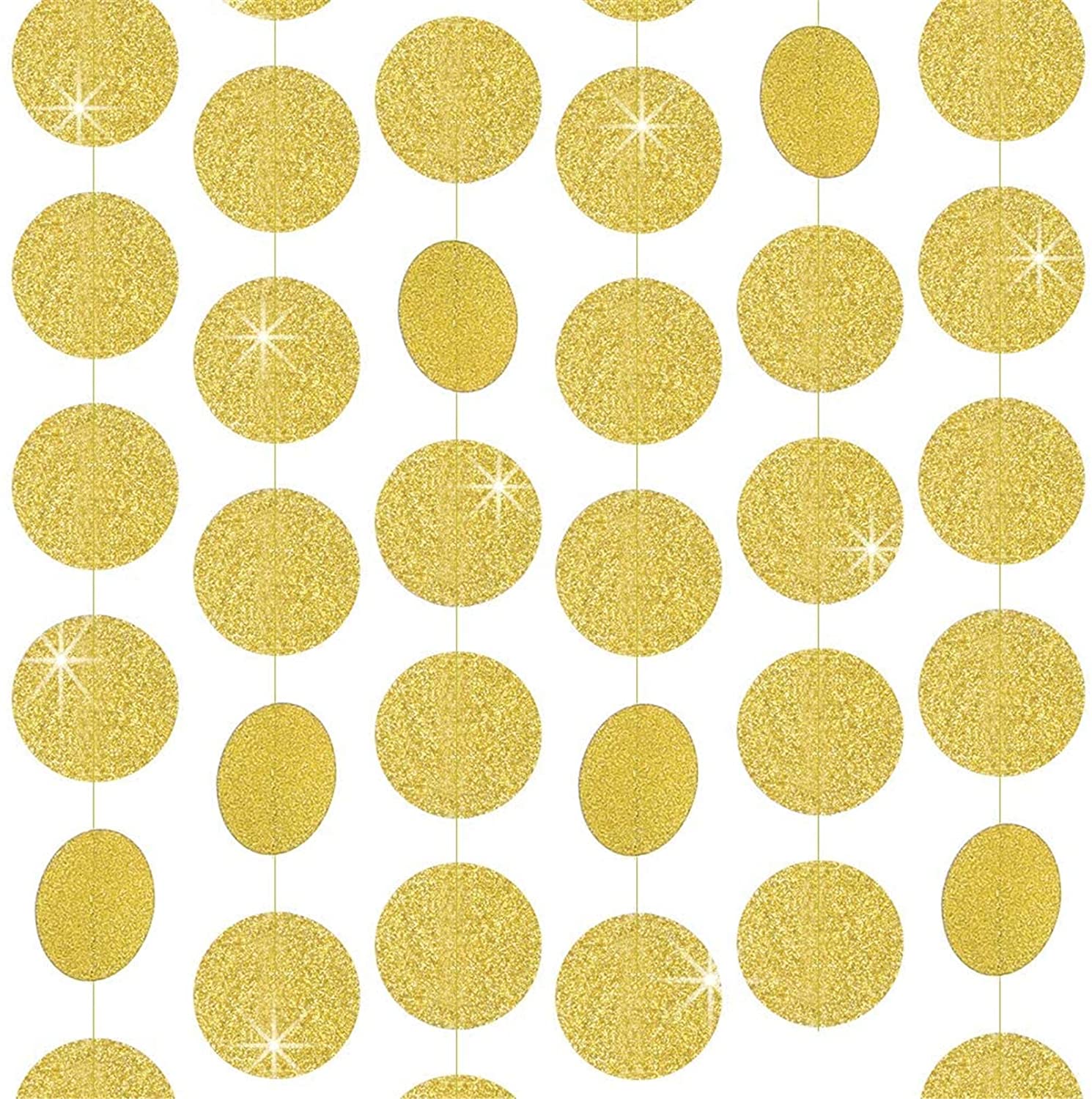 Glitter Gold Paper Circle Dots Garland Hanging Decorations for Birthday Party Wedding Baby Shower Class Room Decoration