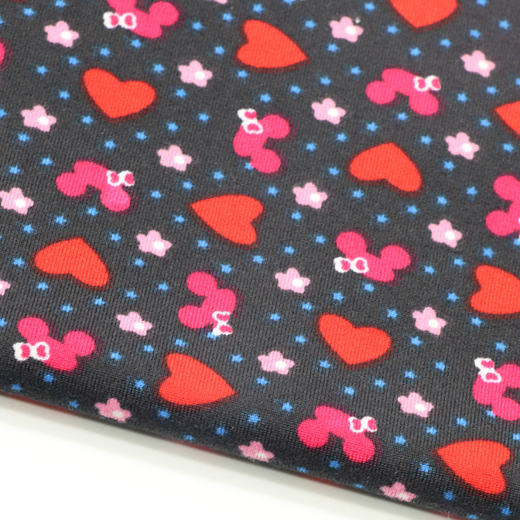 Baifeng textile new heart pattern design peach skin 95% polyester 5%spandex knit digital printing fabric