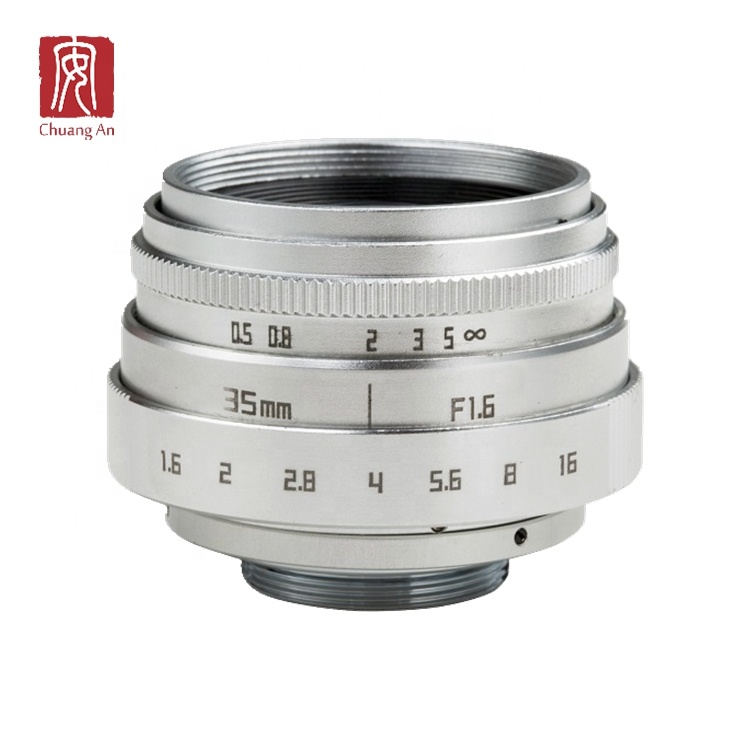 Лидер продаж, серебристая ручная беззеркальная камера 35 мм F1.6, объектив dslr
