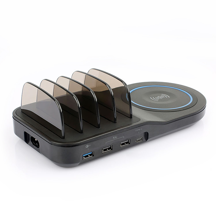Amazon Hot Selling QI Certificated Wireless Charging Station with 18W QC3.0 Quick Charger and 10W Wireless Chargigng Pad