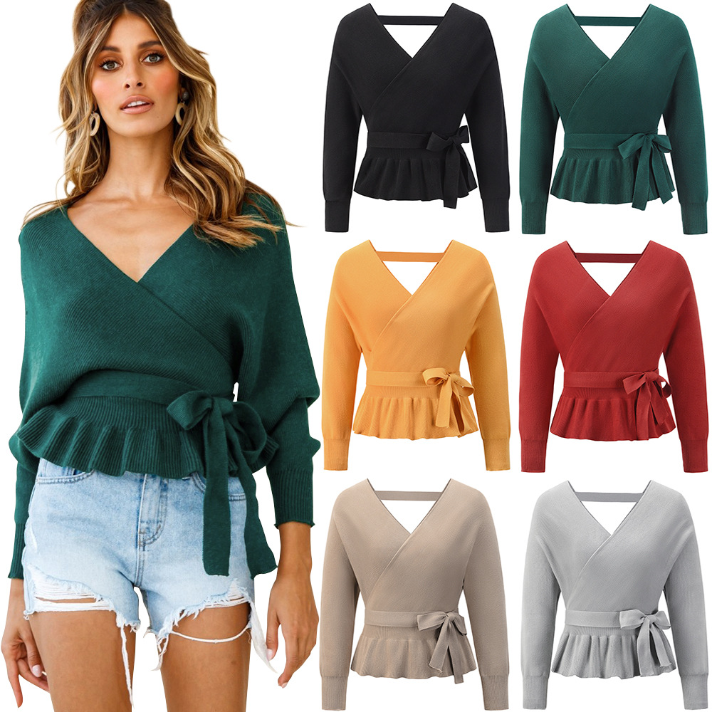 Autumn new style knit sweater ladies belt sweater plus size thick women waist sweater