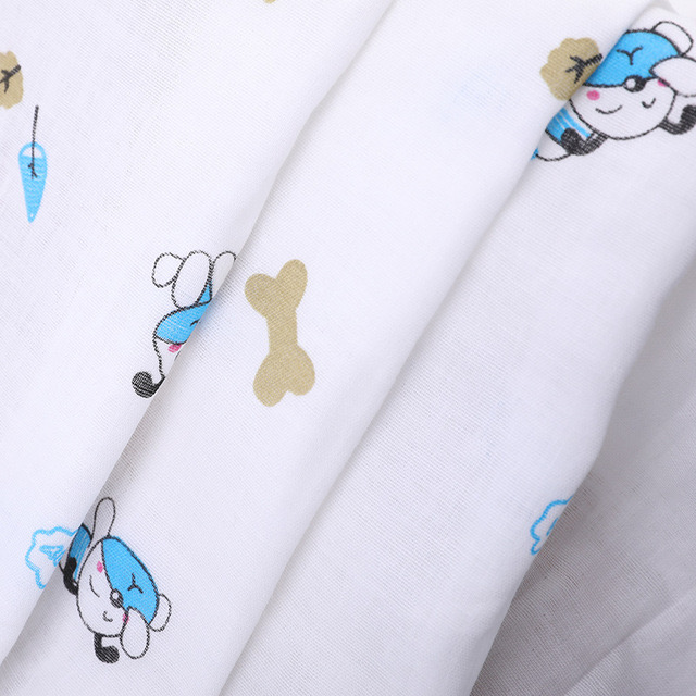 Customized digital printed children cartoon cotton bamboo muslin cotton gauze fabric baby fabric