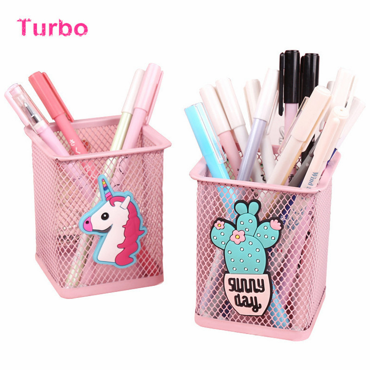 Best sell in Europe 2021 new stationery organizer office set wholesale Multi-use colorful metal mesh pen clip holder
