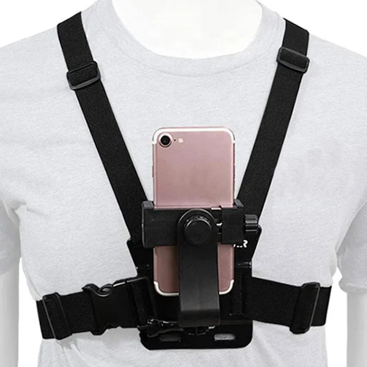 New 2 in 1 Adjustable Elastic Cell Phone Quick Clip Mobile phone holder Action Camera Chest Strap Mount Harness for GoPro  11 10