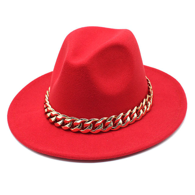 Flat top wide brim fedora hat fashion wool hat