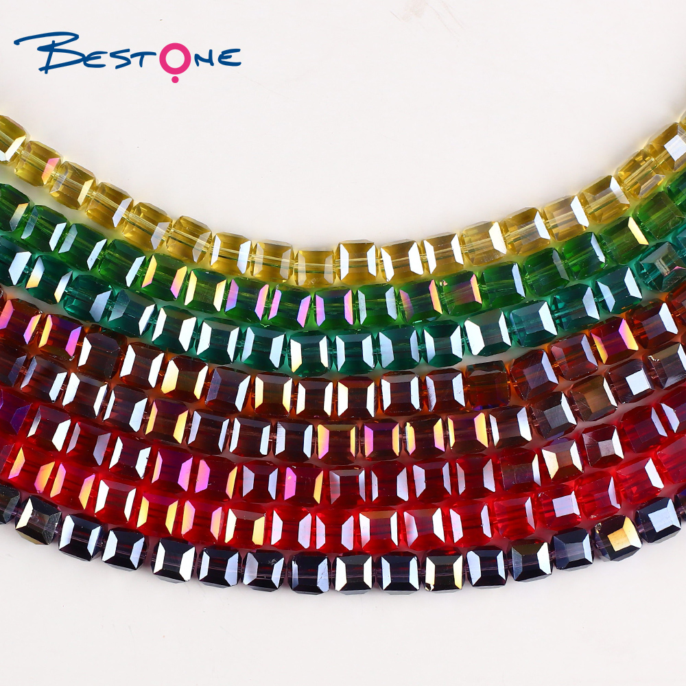 Bestone Wholesale 4mm 6mm 8mm 10mm 12mm AB Color Square Glass Crystal Loose Beads For Jewelry Making