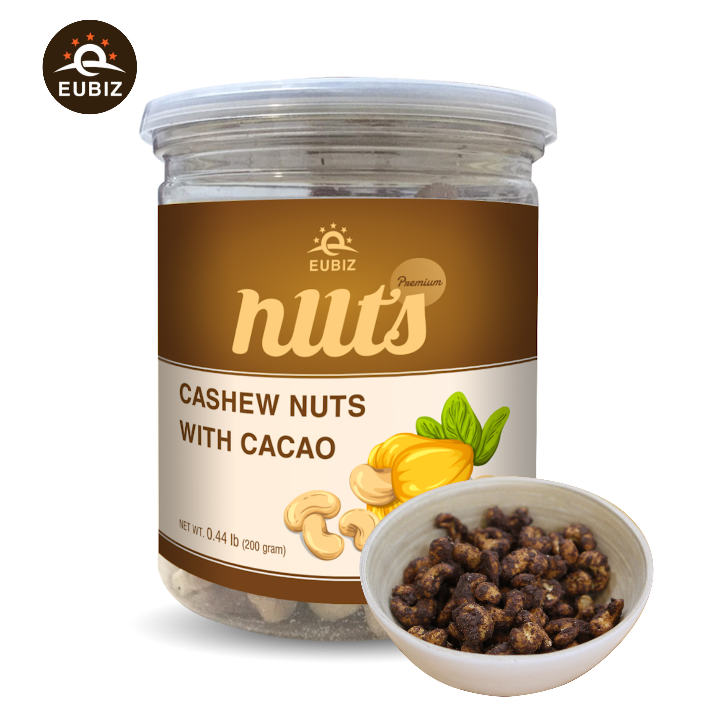 EUBIZ Cashew nuts Flavor Cocoa ( Cacao ) - Cocoa Flavour - Box (Plastic) 200g (7.0 Oz) - agriculture in VietNam