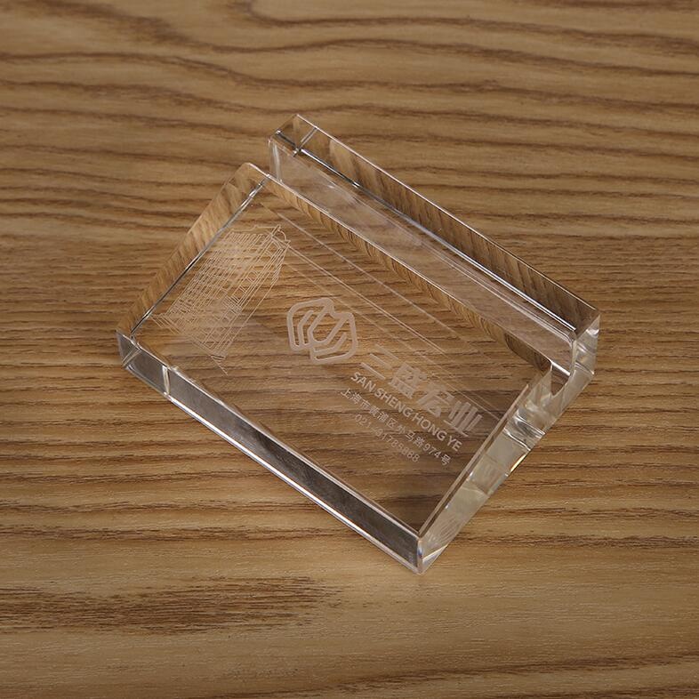 Custom Crystal Glass Card Holder Office Paperweight Crystal Decor Crafts K9 Crystal Business Card Holder For Desktop Gift