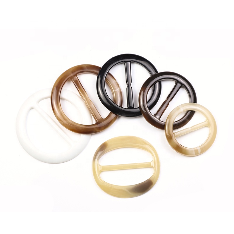 Fashion custom Horn Ring Belt Coat Adjustable Resin belt Buckle for coat garment clothing