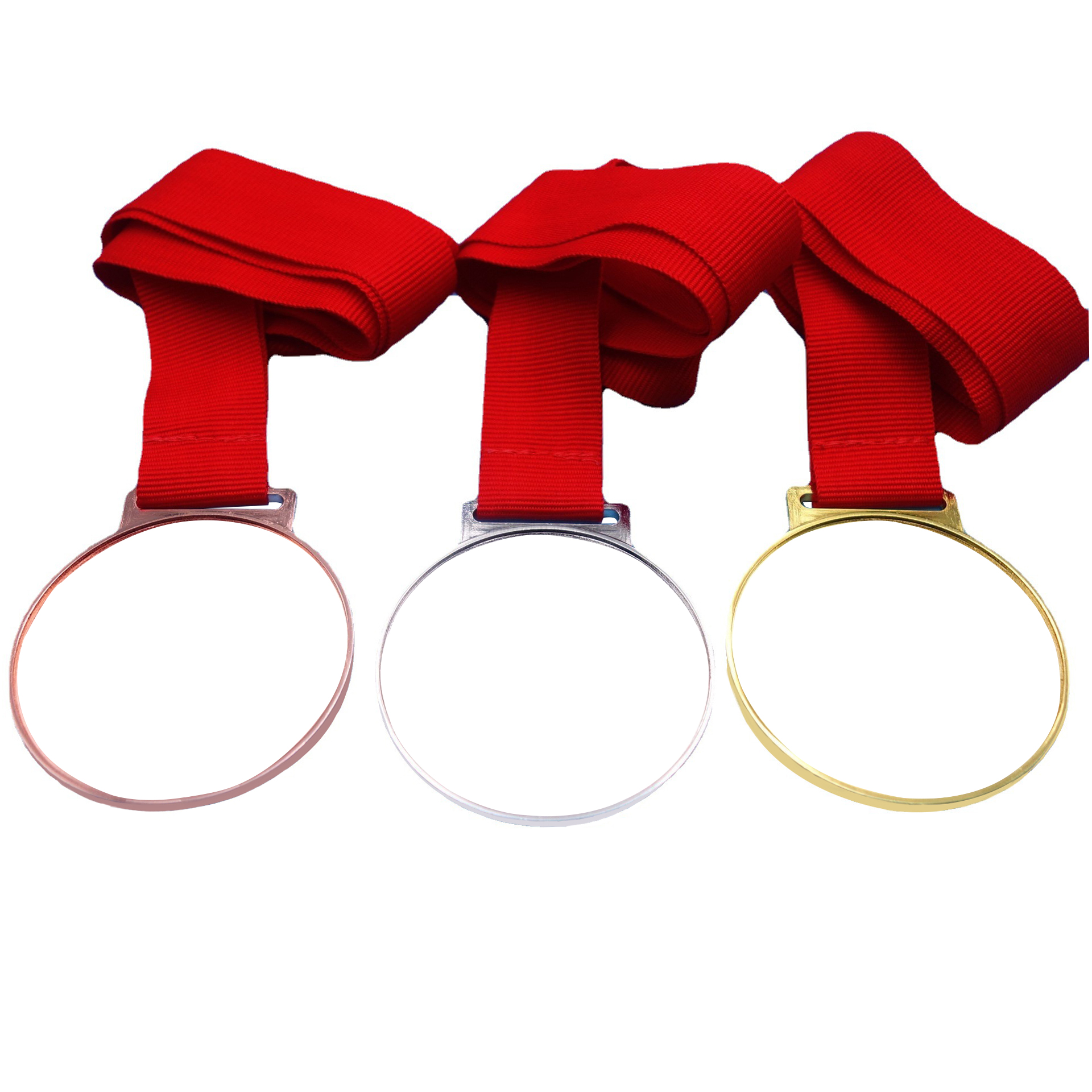 New product 52mm custom blank medals gold silver copper sublimation metal medal blanks with ribbon