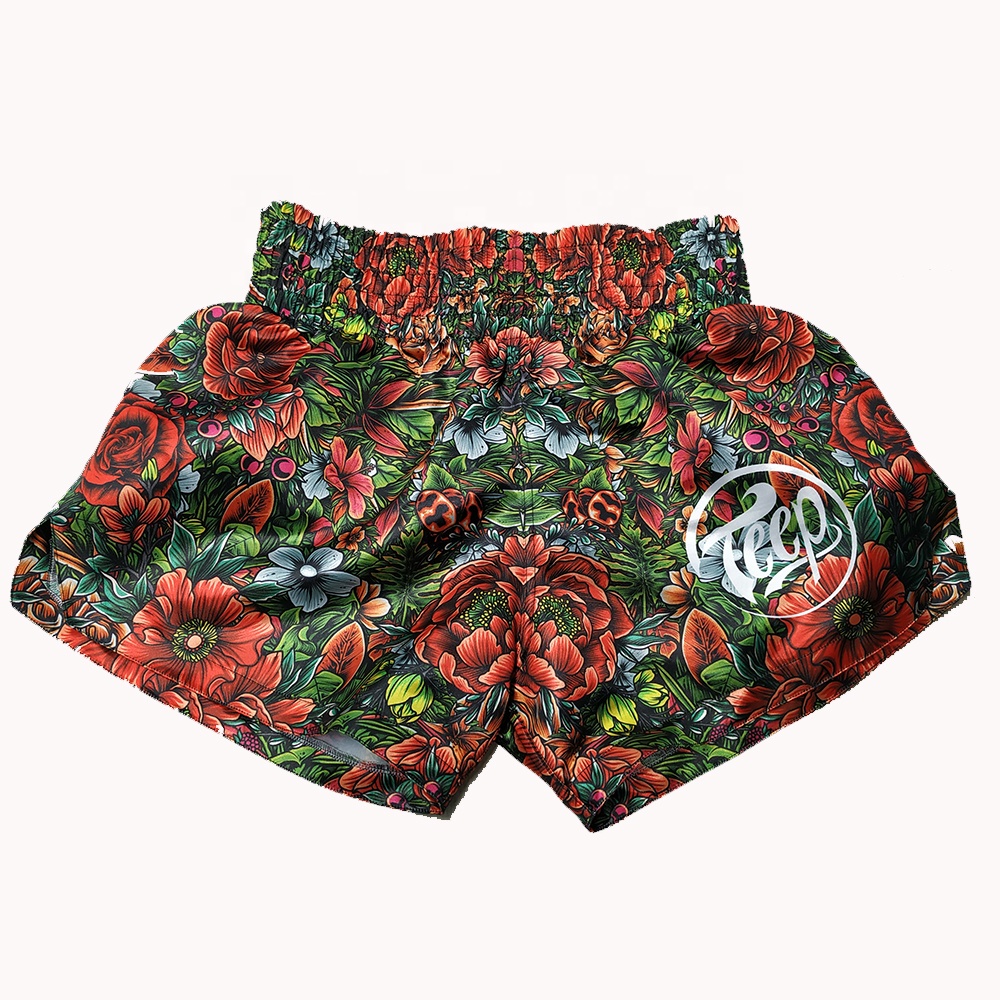 High quality Customize boxing mma fight custom print crossfit thai boxing trunks boxer martial arts wear muay thai satin shorts