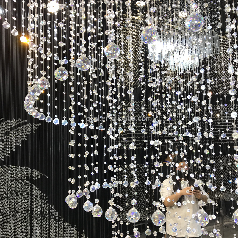 Romantic Wedding Crystal Ceiling Bead Curtain Pendant Wedding Props Acrylic Bead Curtain Stage Ceiling Hotel Decoration