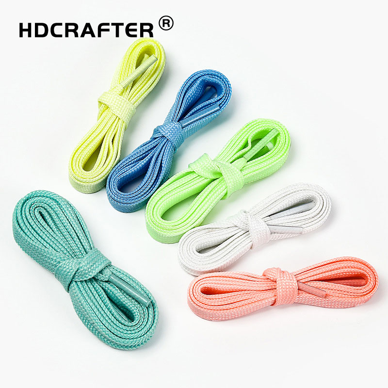 Светящиеся светоотражающие двухслойные полые плоские шнурки HDCRAFTER, 8 мм, из полиэстера, маленькие белые декоративные шнурки для обуви