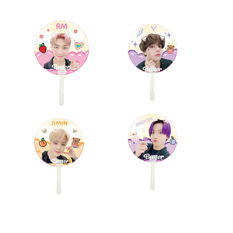 Оптовая продажа, симпатичный, милый фанат Bangtan boys, подарочная карта души, 7 пластиковых вееров Handfan RM SUGA JIN JHOPE JIMIN JK V, прозрачный веер