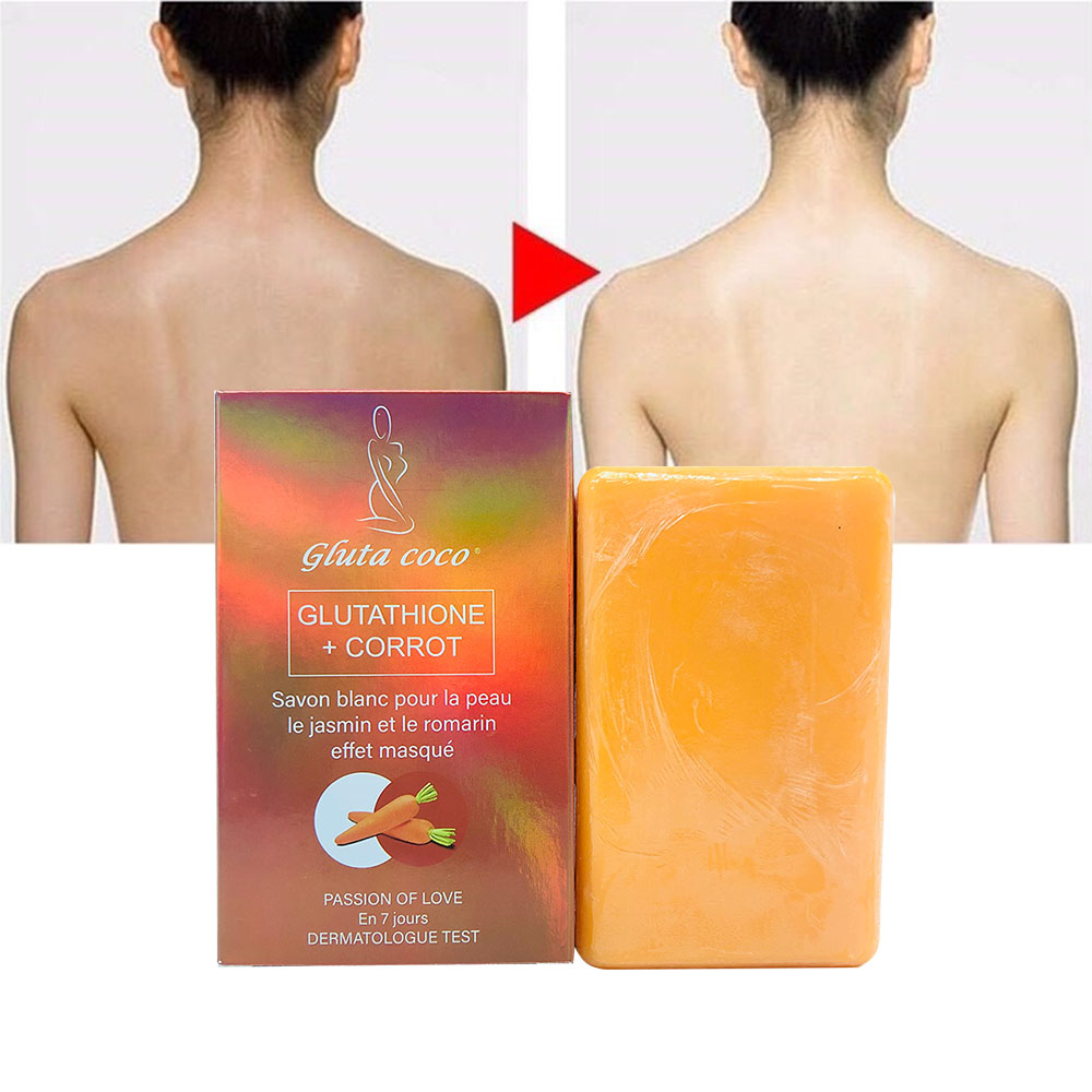 OEM частная торговая марка Gluta Coco Отбеливающее мыло для моркови осветляющее кожу пятна неровный тон кожи для темной кожи