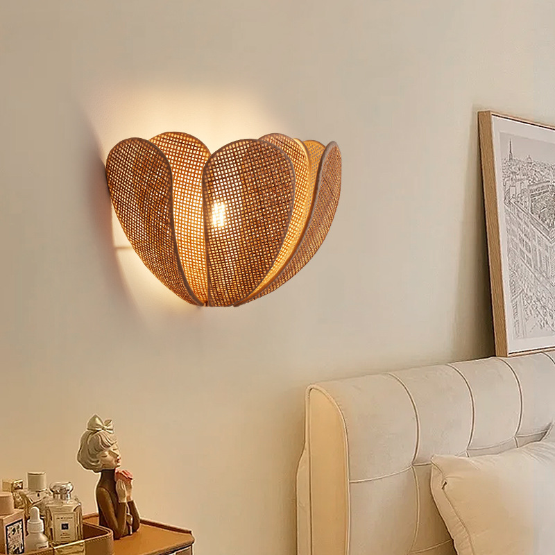 classic modern kitchen restaurant vintage woven bamboo lamp interior rattan craft weaving vietnam wall lights