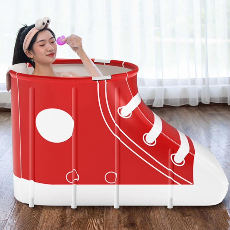 Portable Foldable Bathtub Shoe Type Bath Tub Comfortable Household Adult Tub Single Bathing Bucket SPA Massage Pool