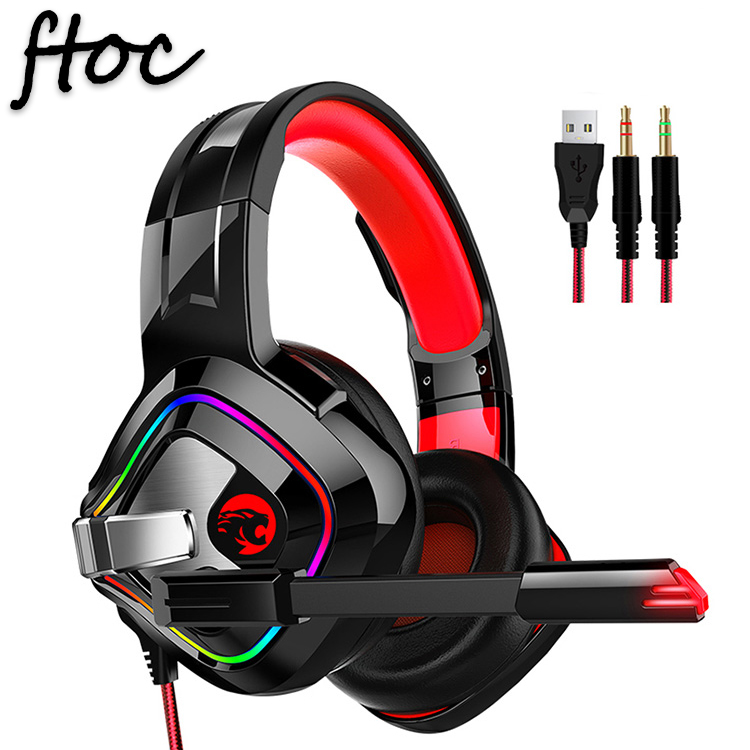Хит продаж, проводная игровая гарнитура RGB со светодиодной подсветкой и шумоподавлением, наушники 7,1 с микрофоном