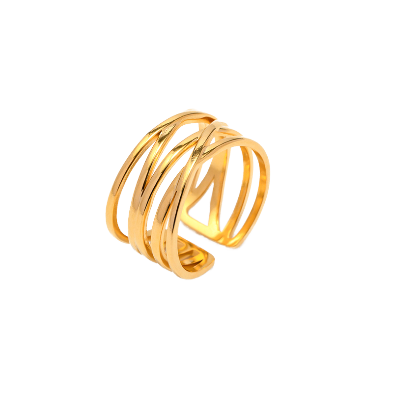 High quality 18K gold-plated stainless steel, fashionable, non fading, retro, minimalist, fine wire open ring