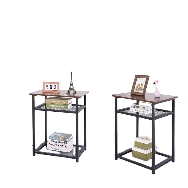 New Arrival Three-layer Metal Wooden Side Table Afteroon Tea Table With Books Shelf As You Require