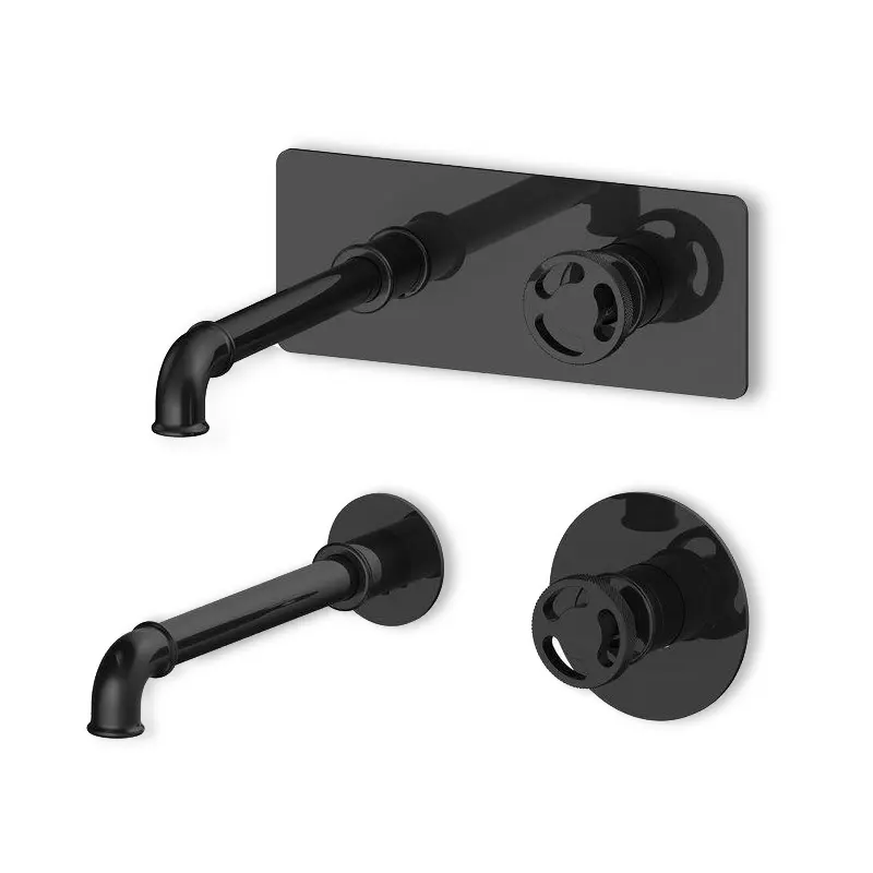 Industrial Black Color Separate Hot And Cold Wall Mounted Antique Brass Conceal Bathroom Basin Faucet Tap