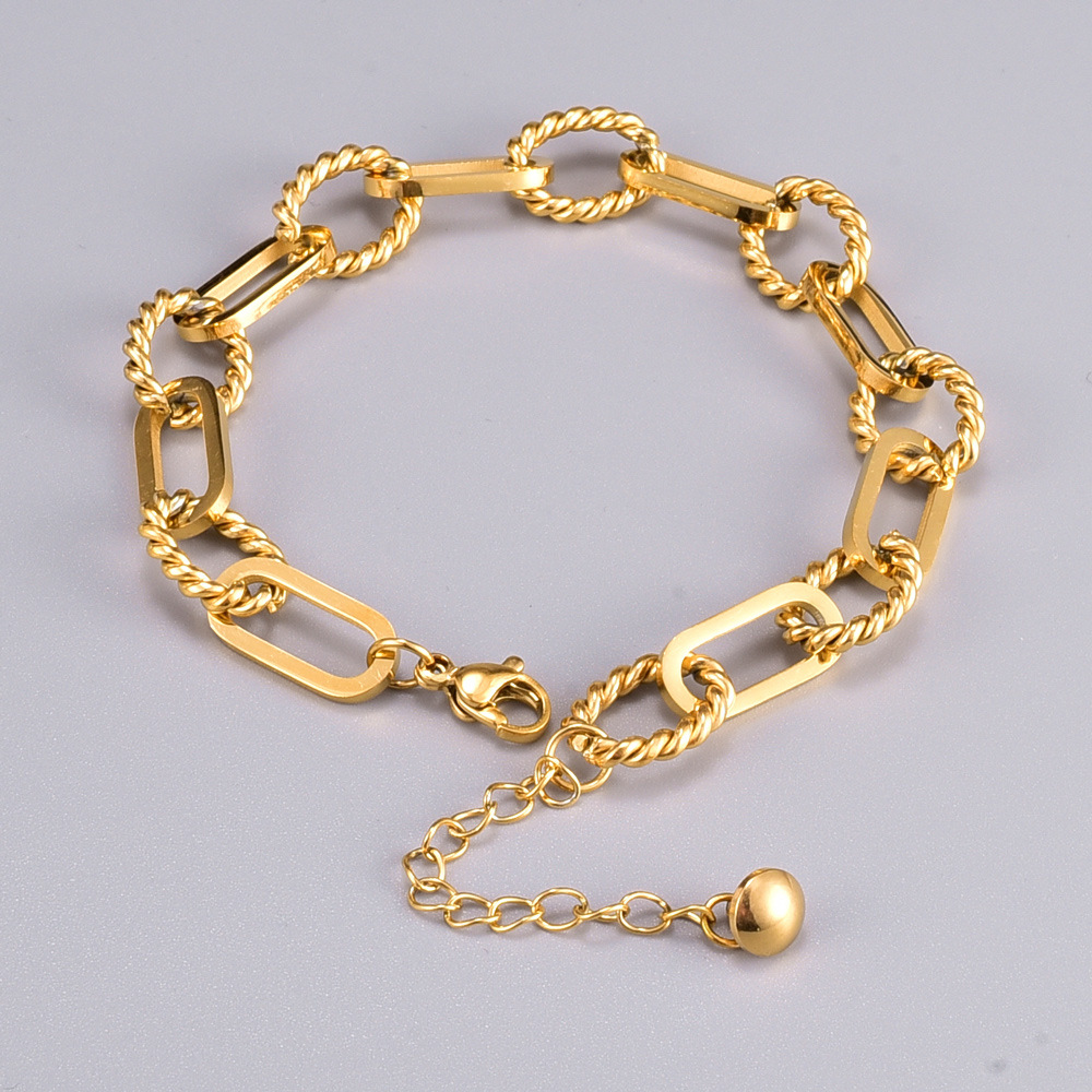 Punk Simple Thick Chain Stainless Steel Bracelet Personalized 18k Gold Geometric Bracelet For Women